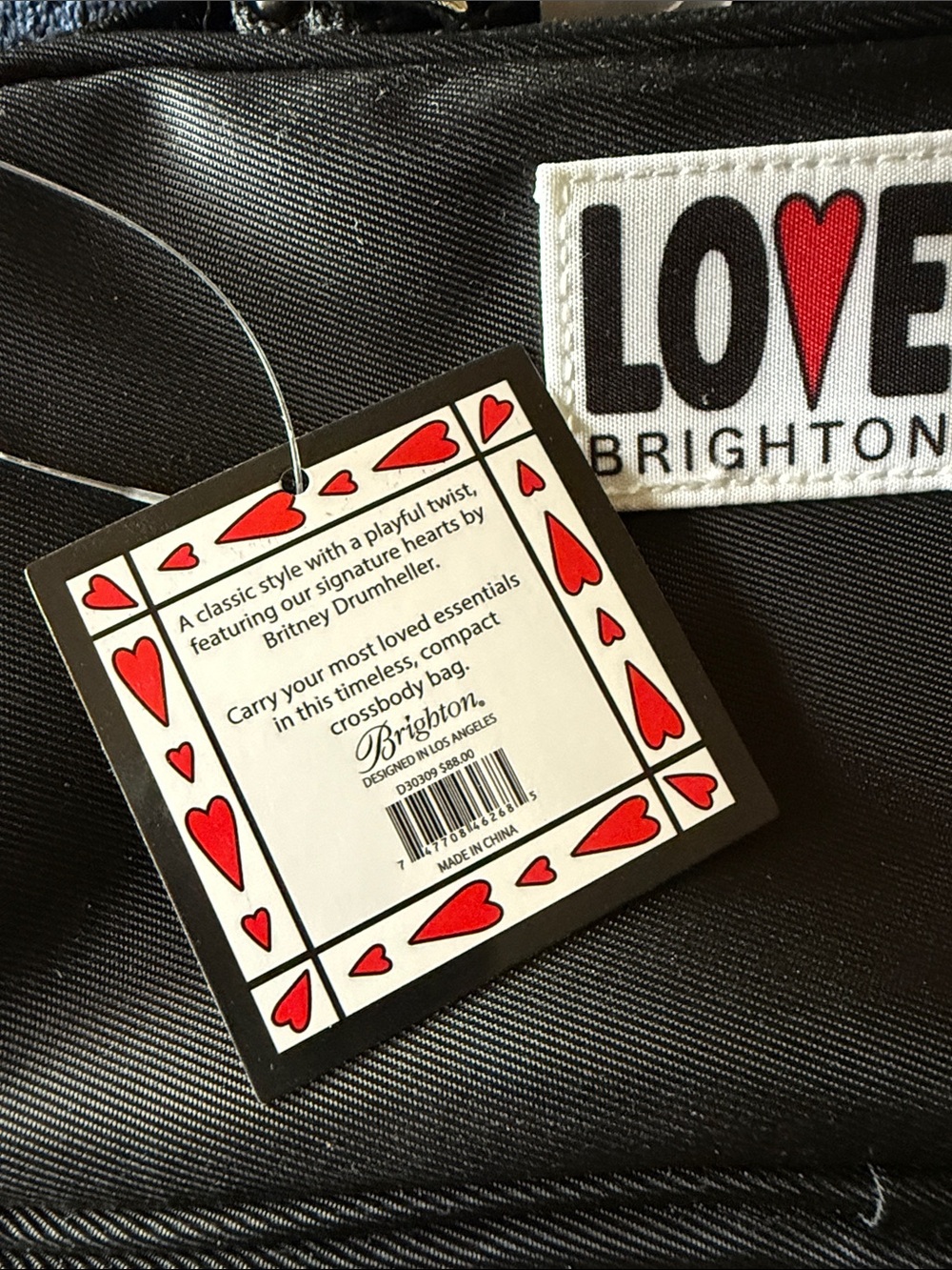 Brighton Black LOVE Nylon Crossbody Belt Bag with Striped Strap - Picture 2 of 5